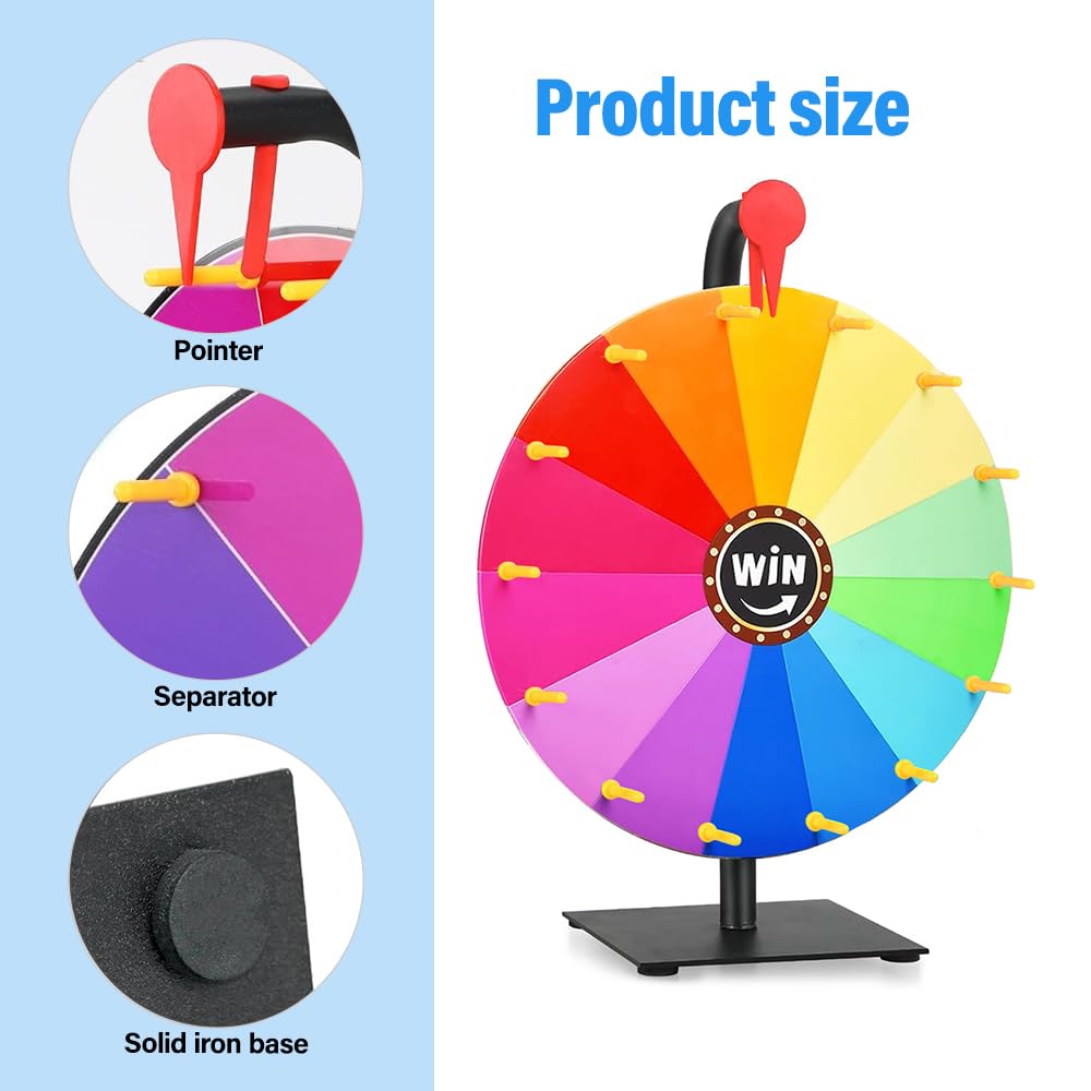 Roue de la Fortune, 30cm Roue de la Chance 14 Créneaux, Prize Wheel avec Gomme et Marqueur, Roues de Loterie, Prize Spinnings, pour Jeux de loterie, Jeux de Mots, Carnaval, Fête