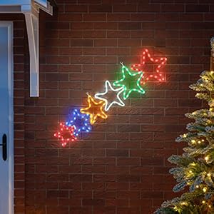 CHRISTOW Star Christmas Light Outdoor Decoration, Energy Efficient LED Rope Light, Wall Mountable Silhouette, Mains…