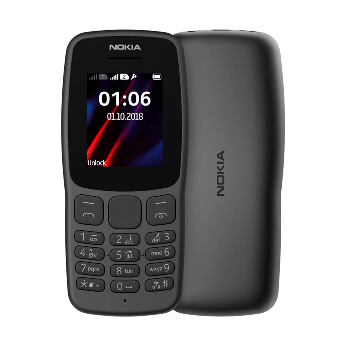 Nokia 106 Policarbonato Batería Larga Duración 2000 Contactos Juegos Integrados Negro
