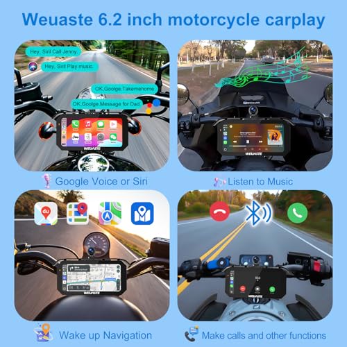 Image of 6.25 inch Motorcycle Carplay Screen with GPS NavigationSystem, Wireless Android Auto, TPMS, HD 1080P Dual Motorcycle Dash Cam+Third Person Perspective Camera, Motos Metal Anti-Theft Bracket