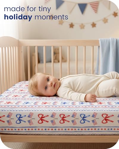 Image of 4th of July Crib Sheets 2 Pack, Patriotic Red White Blue
