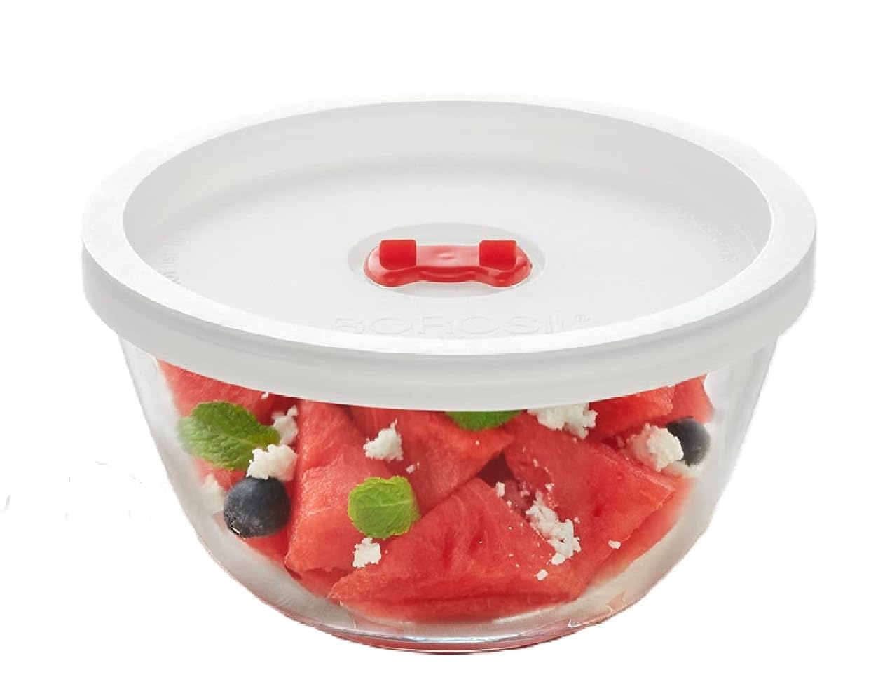 Borosil 1 L Round Serving & Mixing Bowl with Lid | Made in India Borosilicate Glass Bowl for Kitchen & Dinning | Bowl for Mixing Dough, Salad, Batter | Microwave & Dishwasher Safe | Transparent