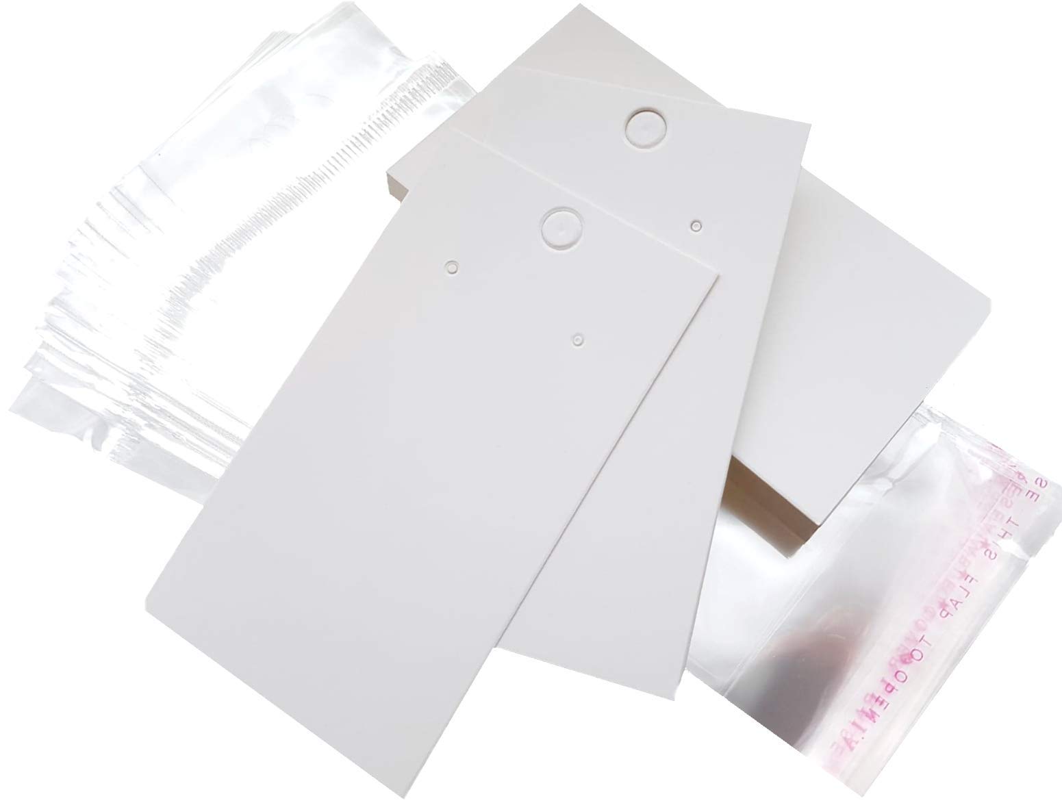 Jewels And Tools Uk White 100 X Jewellery Display Cards Earring With Self Adhesive Bags 9Cm X 5Cm