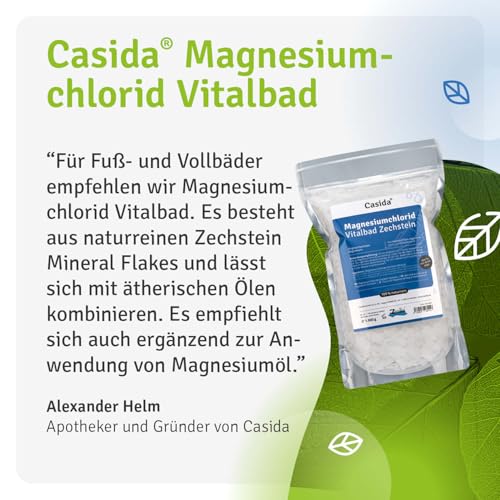 Magnesiumchlorid Vitalbad 1000 g - Original Zechstein Magnesium Flakes, Flocken - rein natürliches Magnesiumchlorid Hexahydrat zum Baden bzw. Fußbad - auch für Magnesiumöl