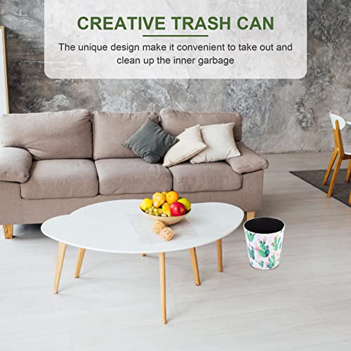 Zerodeko Tabelle Mülleimer Mini WADBASKET Kaktus Muster Leder Compost Bin Easy- Clean Countertop Dekorative Mülltonne für Büro Home Badezimmer Arbeitsplatte - Image 7