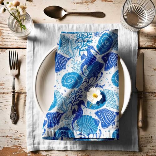 Servilletas de Tela Azul y Blanca de Algodón 20x20 Pulgadas Pack 12 miniatura 5