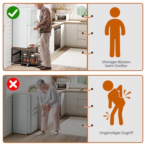 HOOBRO Mini-Kühlschrankständer mit beweglichem Korb, Mini-Kühlschranktisch mit Rollen und verstellbaren Füßen, Kühlschrank Unterschrank… – Ansicht 4