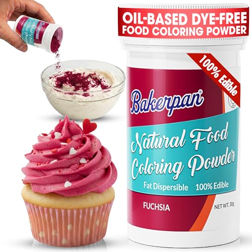 Image of Bakerpan Fuchsia Pink Food Coloring Powder for Baking - 30g Oil Based, Artificial Dye-Free, Plant-Based, Kosher, Gluten-Free - For Buttercream, Chocolate, Candy & Cakes