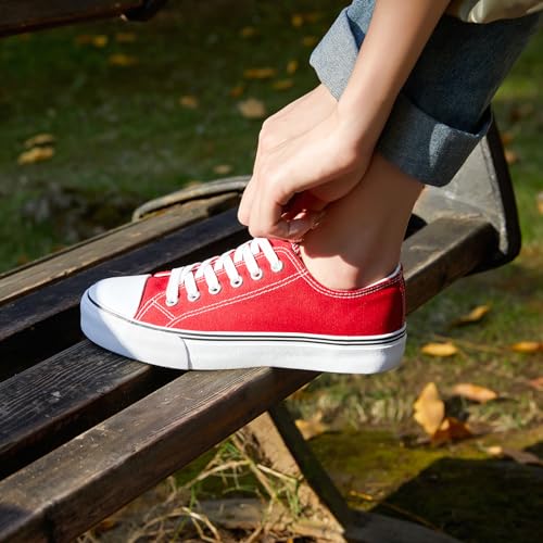 Image of ZGR Womens White Tennis Shoes for Women,Low Tops Lace up Canvas Sneakers