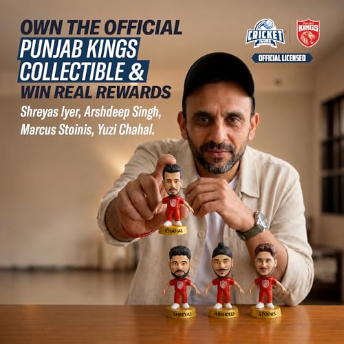 Image of Action Figure, IPL Edition, Punjab Kings Pack of 4 | 360 Rotatable Head, Cricket Player, For Fans & Collectors