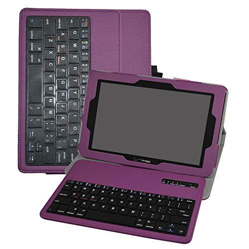 Verizon Ellipsis 10 Wireless Keyboard Case,Mama Mouth Coustom Design Slim Stand PU Leather Case Cover with Romovable Wireless Keyboard for 10.1" Verizon Ellipsis 10 Android Tablet,Purple