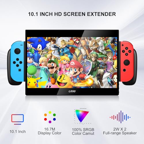 Image of G-STORY 10.1'' Portable Monitor for Switch, 1080P Portable Gaming Monitor IPS Screen with USB Type-C and Randomly Bag, Game Mode, Travel Monitor fo Switch（not Included）