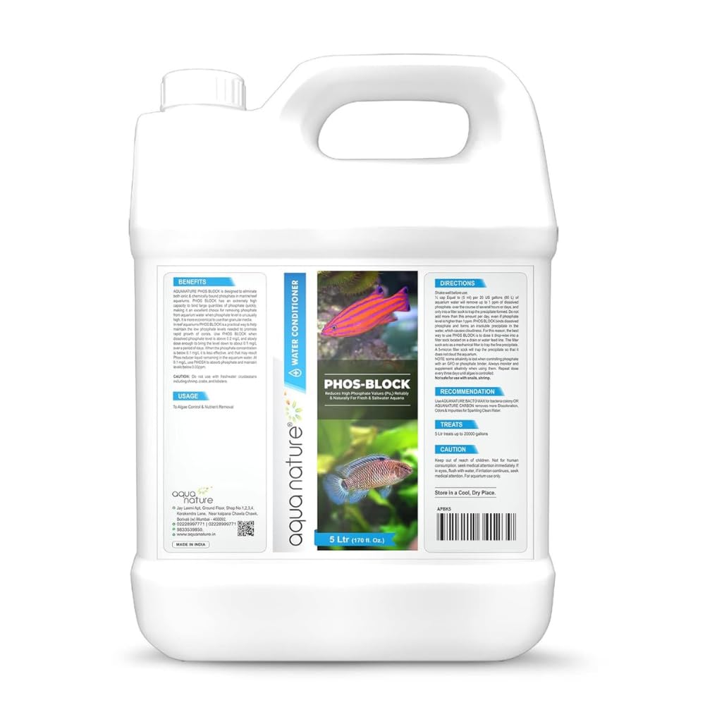 AquaNature Phos-Block Phosphate Remover Liquid Reduce High Phosphate Value (Po4) Reliably & Naturally for Freshwater & Saltwater Aquarium (5ltr) (B0CH3LQ3KS) Amazon Price History, Amazon Price Tracker