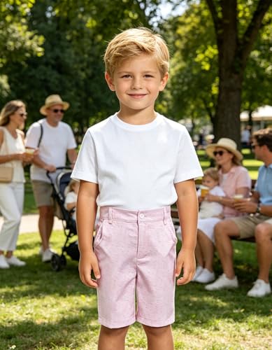 Image of Boy Shorts Kids Stretch School Uniform Clothes Flat Front Dress Casual Shorts with Pockets for Summer