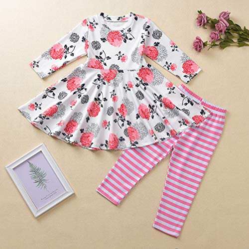 Image of Toddler-Girls-Fall-Clothes-Set Little Girls Highlow Tunic Tops+Leggings Outfit Boutique Clothing