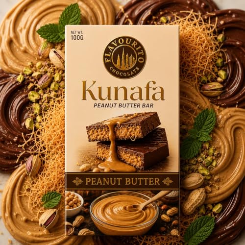 Image of Flavourito Kunafa Pistachio Chocolate Bar 100g, Satisfying, Sharp Snap Of Smooth Milk Chocolate that Gives Way to a Creamy, Rich, and Nutty Pistachio (Kunafa Peanut Butter) DECADENT FOODS