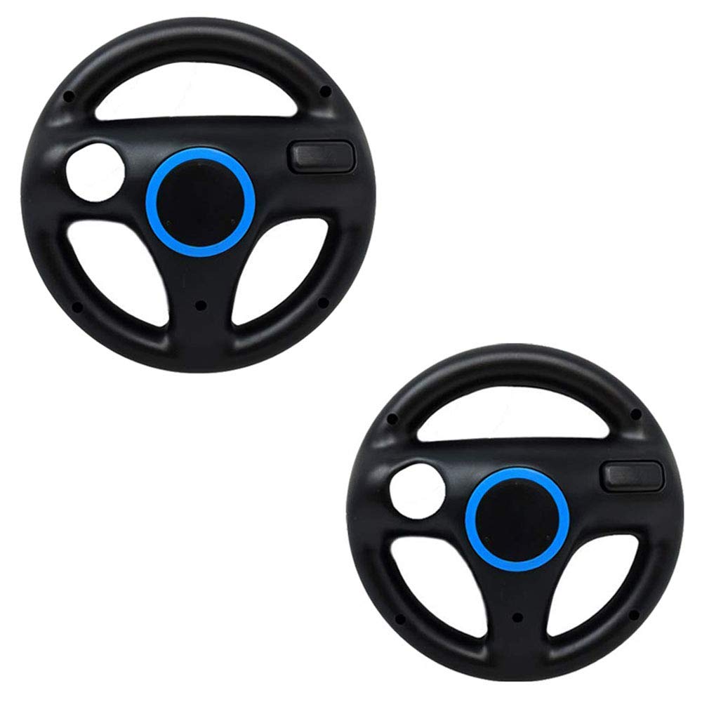 ZOTAIN 2 Pack Racing Steering Wheels Compatible with Wii, Wii U Mario Kart Racing Games (Black x2)