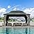 Domi 12’ X 16’ Hardtop Gazebo Canopy with Netting & Curtains, Outdoor Aluminum Gazebo with Galvanized Steel Double Roof for Patio Lawn and Garden, Gray