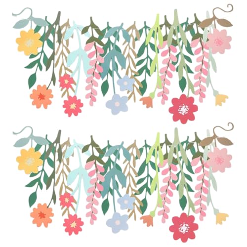 DIFLAX 2 peças Banner de flores, bandeira de folhas florais de papel Banner de flores silvestres de dupla face colorido Banner floral boho para decoração de festa de aniversário casamento Baby Shower