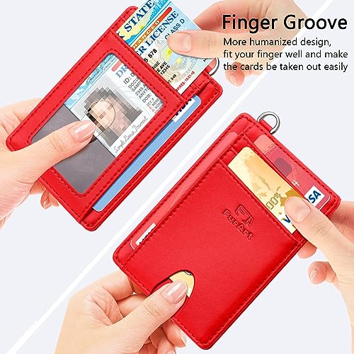 FurArt Slim Minimalist Wallet, Front Pocket Wallets, RFID Blocking, Credit Card Holder for Men & Women-Scarlet3
