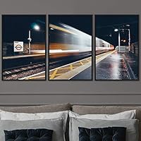 3 Piece Framed Canvas Wall Art City Illuminations Canvas Prints Home Artwork Decoration for Living Room,Bedroom - 16