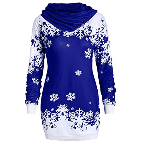 BBestseller Chaqueta Suéter Abrigo Jersey Mujer Invierno Talla Grande Copo de Nieve Imprimiendo Navidad Hoodie Sudadera Mujer Caliente y Esponjoso Top