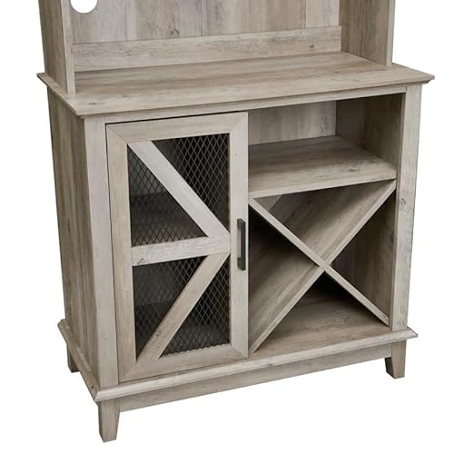 Home Source Sideboard Microwave Stand, Bar Cart 72" | Kitchen Pantry With Microwave Stand, Open Shelves, Mesh Doors | Includes Wine/Bottle Rack #TOP5