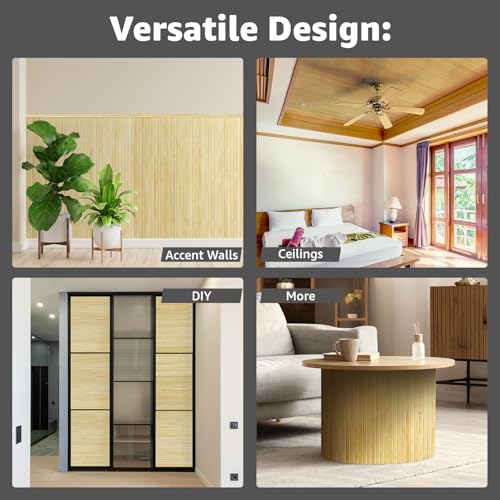 Image of Art3d 48 x 96 in Pole Wrap Natural Bamboo Wall Panel, 2-Pack, Raw