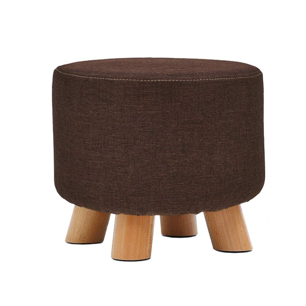 Petit Banc en Bois Massif Ottoman Marron | Finition Coton et Lin Premium