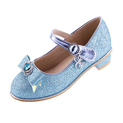 EIGHT KM Mädchen High Heel Kleid Schuhe Mary Jane Prinzessin Hochzeit Pumps Schuhe EKM7018 Glänzend Glitzernd Aphrodite Blau Größe EU 35 Cover