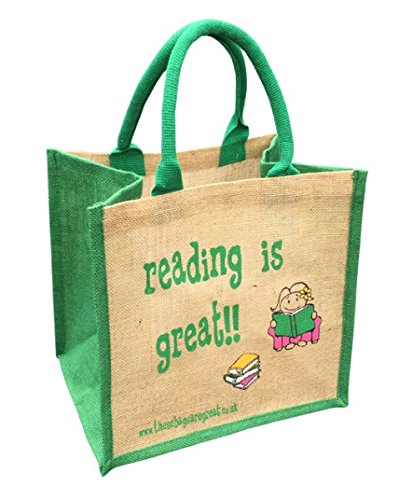 Reading is Great Reusable Jute Shopping Bag from 'These Bags are Great' - Good Size Bag Gift - Free DELIVERY