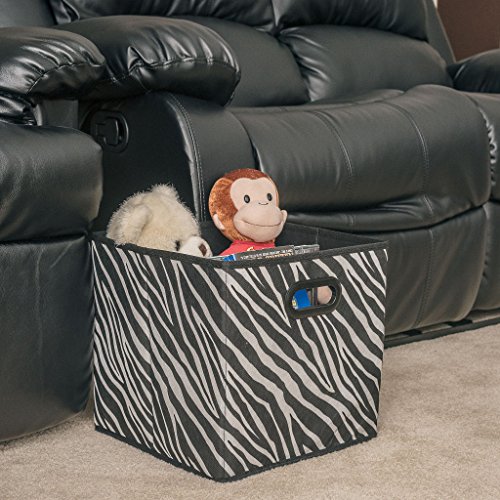 Prorighty [4-Pack, Zebra Pattern] Storage Bins, Containers, Boxes, Tote, Baskets|Black&White Collapsible Storage Cubes Nursery Office Organization | 12inch Cubes - Thumbnail 6