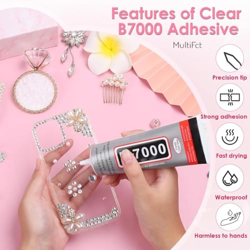 Image of B7000 (50ML /1.68) fl.oz Multi-Purpose Glue - Strong Adhesive for Mobile Phones, Shoes, Jewelry, Clothes, Beads, Glass, Stones, Aari Work, Crafts, DIY Repairs - Bonds Fabric, Metal, Wood, and Plastic