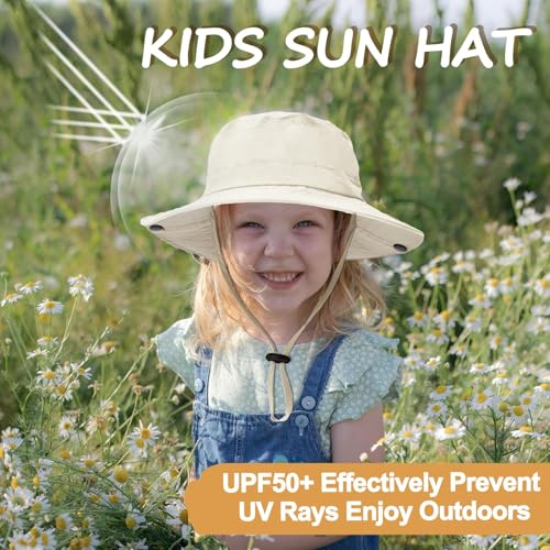 Image of Outdoor Kids Sun Hat UPF 50+ Quick Dry Foldable Bucket Hat Lightweight Adjustable Fishing Safari Hat for Girls and Boys