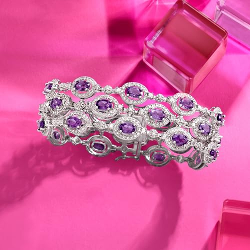 Ross-Simons 9.00 ct. t.w. Amethyst 3-Row Bracelet With Single Diamond in Sterling Silver3