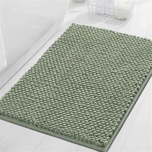 Mateju Tapis de Bain Antidérapant, Tapis Salle de Bain Absorbant en Microfibre Chenille Tapis de Douche Doux et Confortable Tapis de Sol Lavable en Machine...