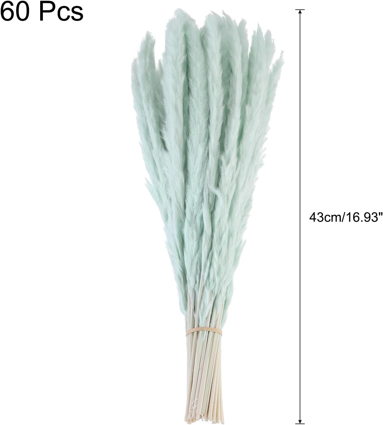 MECCANIXITY 60Pcs Faux Pampas Grass,17"/43cm Fake Pampas Grass Decor for Living Room Party Wall Vase Wedding Decoration,Ocean Blue