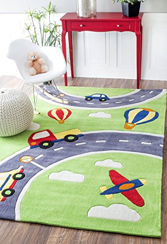 nuLOOM Modern City Nursery Kids Rug, 5' x 7' 6, Green