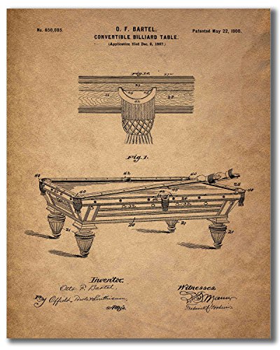 Billiards Patent Wall Art Prints - Set Of 6 Vintage Pool Historical Photos #TOP5