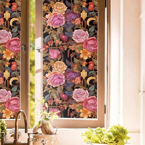 Vinilo decorativo para ventana 15.7x118 in vintage boho colorido