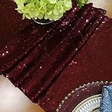 Sequin Table Runner Burgundy 12x72-Inch Party Supplies Wine Wedding Table Runner Maroon (30x180cm)...