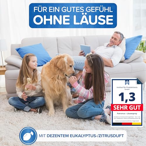 Patronus Läuse Abwehrspray für Textilien & Umgebung [500ml] effektives Läuse-Spray mit natürlichen Wirkstoffen - Läuse Umgebungsspray mit Sofortschutz gegen Läuse - mit dezentem Zitrusduft