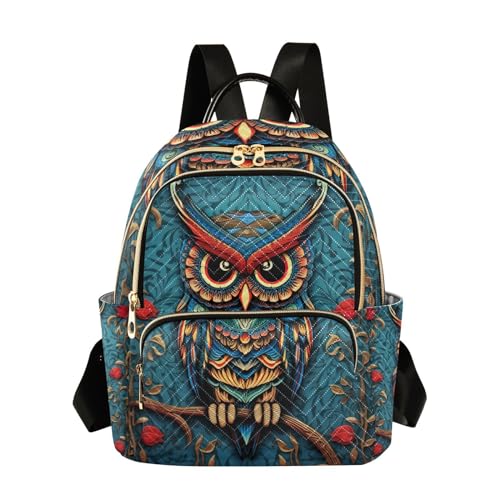 GAIGEO Owl in the Blue Womens Daily Backpack, Double Zipper Backpack, Multipurpose Bags for Women, M