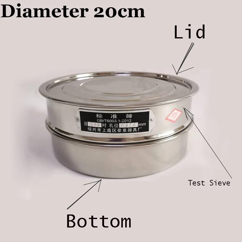 Juego de tapa, fondo y tamiz de prueba de 20 cm de diámetro, cubierta galvanizada y recipiente for muestreo de laboratorio, inspección, tamiz de farmacopea.(40 mesh(0.45mm))