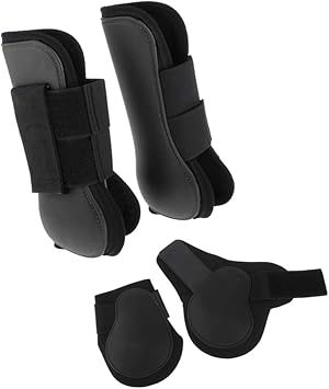Amazon 2ペア入り 馬足ブーツ レッグブーツ 馬用プロテクター 馬具 保護 用品 高弾性 フリーサイズ 黒 T Tooyful 馬 着 馬用プロテクター