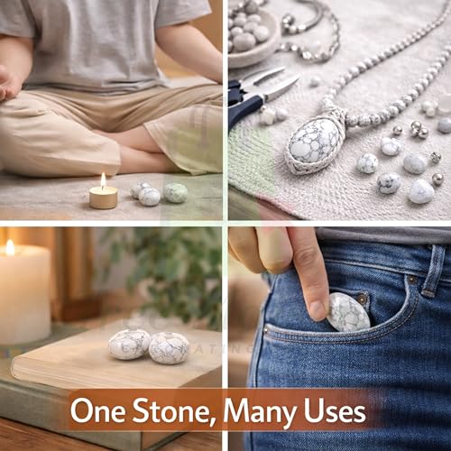 Image of Crystal Howlite Tumble Stone Pebble Tumbled Gemstone for Reiki Healing Vastu Correction Gravels for Aquarium Home Decor Garden Table 100 Gm