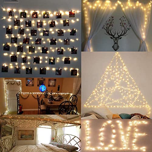 Fairy Lights for Bedroom, [2 Pack] Each 120LED 12M USB Plug in Fairy Lights With 40 Photo Clips,Copper Wire Waterproof Hanging Fairy Lights With Remote Timer,Party,Wedding,Birthday,Christmas Decor