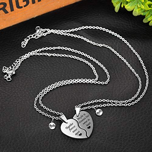 MJartoria BFF Necklace for 2-Valentines Heart Matching Necklace Best Friends Pendant Friendship Necklace Set of 2 Birthday Gifts (Silver, together forever-promise)4