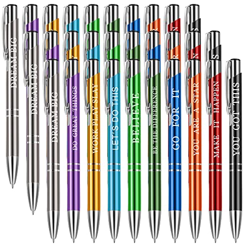 Bolígrafos inspiradores con cita motivacional con metal recubierto, regalos motivacionales para hombres y mujeres, 10 colores (30) Cover