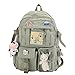 NC S.Fanny OU Ästhetischer Rucksack.Japanische Kawaii Rucksäcke Schultasche mit Anhänger. Kleiner Rucksack. Schulbedarf.Laptop-Rucksack , grün